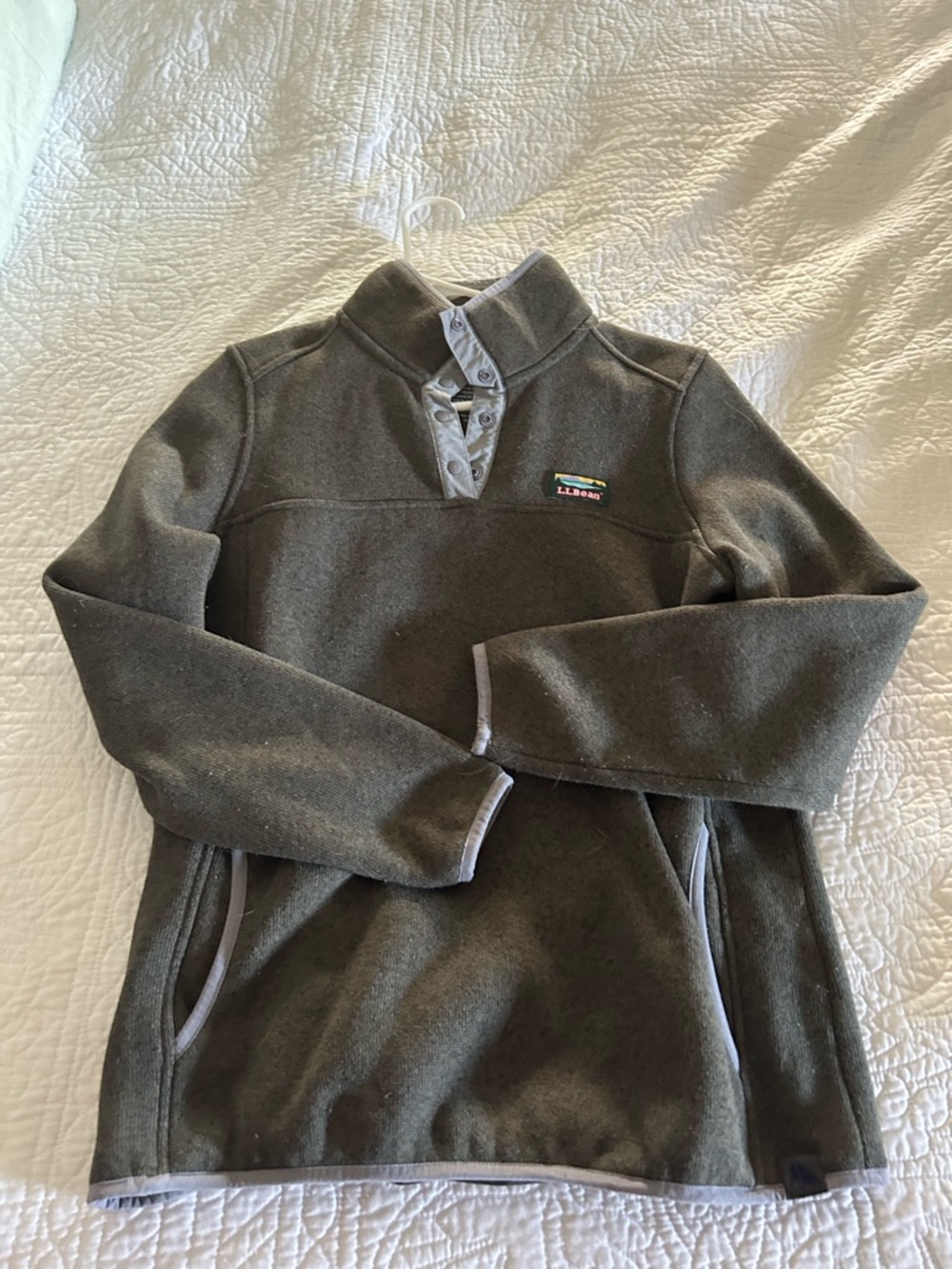 L.L. Bean Olive Green Fleece Pullover